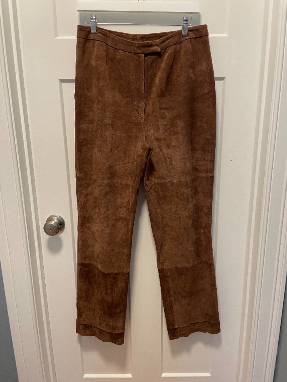 Vintage Boho 70s Brown Suede Leather Pants Western Ranch Straight Leg Size 10